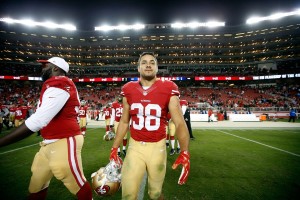 during their NFL preseason game at Levi's Stadium on September 3, 2015 in Santa Clara, California.