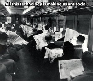 newspapers on a train